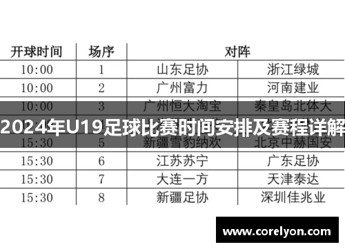 2024年U19足球比赛时间安排及赛程详解